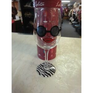 LOLITA Love My Wine Stemmed Glass "Almost famous" Hand Painted 15oz with recipe